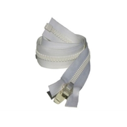 Zip Chaine 5 avec curseur double tirette, Blanc,150 cm